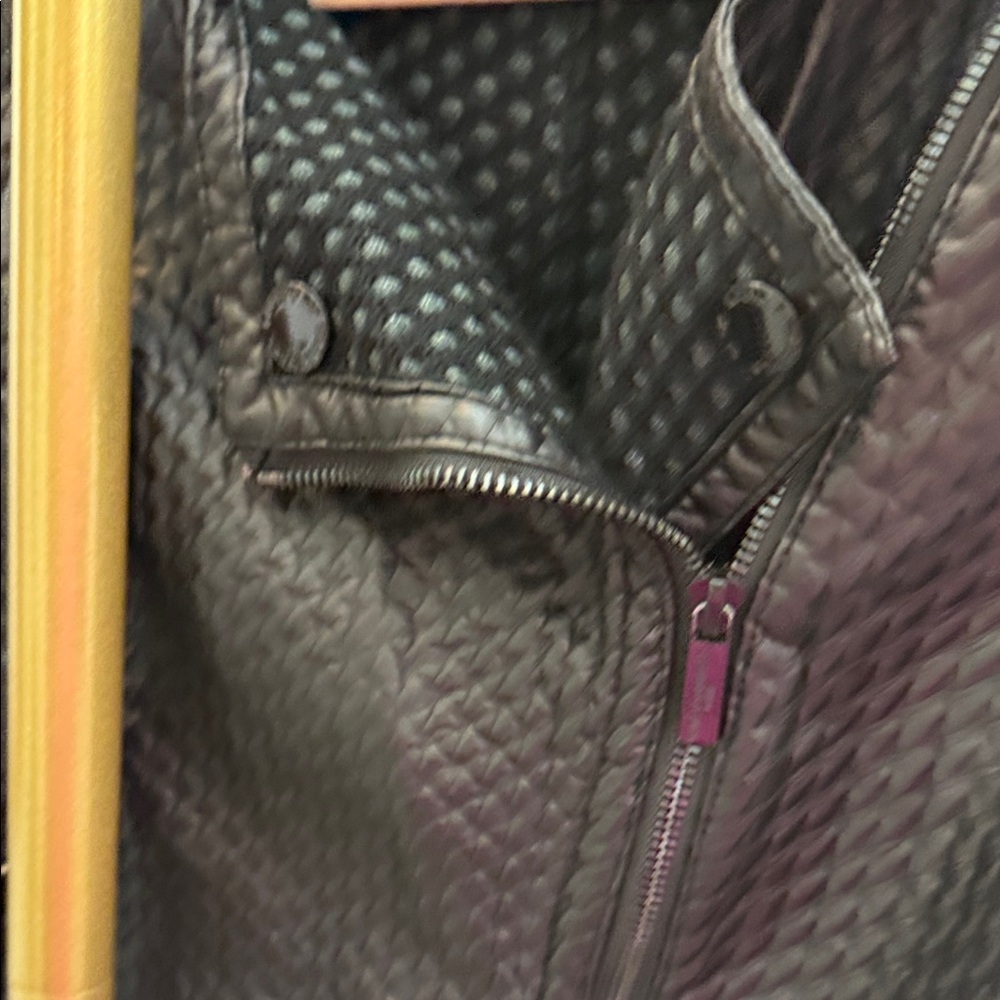 Karl Lagerfeld Textured Black faux Leather Jacket - Picture 7 of 15